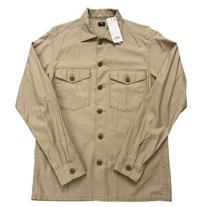 Uniqlo Shirt Mens Size S Long Sleeve Military Work Pockets Beige NEW